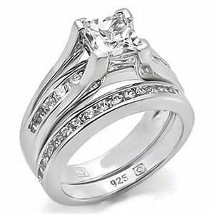 925 Sterling Silver Two Piece Wedding Ring Set